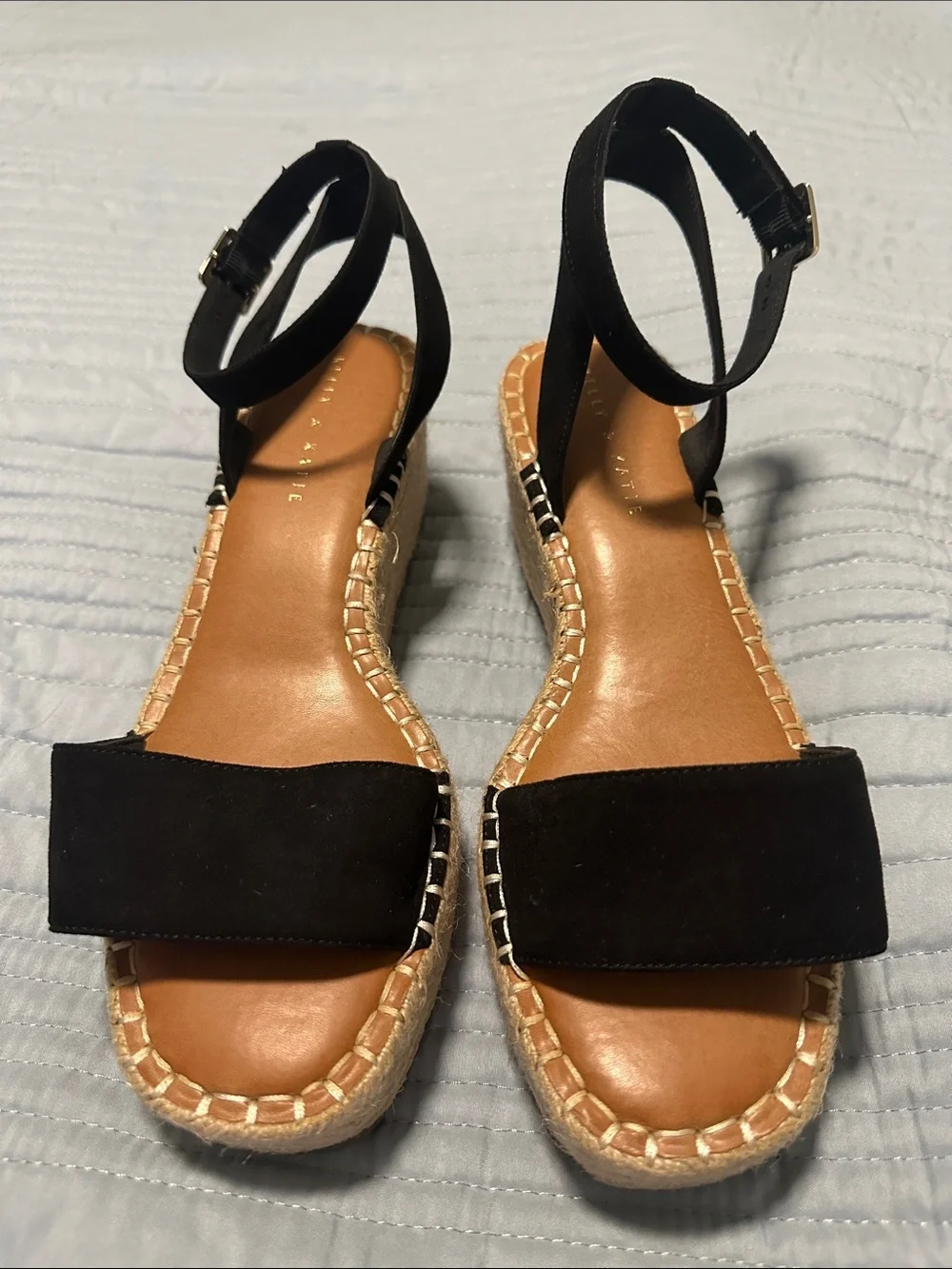 Black Espadrille Platform Sandals with Ankle Strap